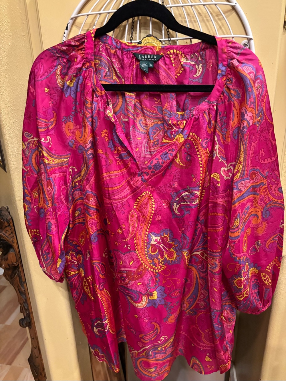 Ralph Lauren Fuchsia Paisley Peasant Tunic